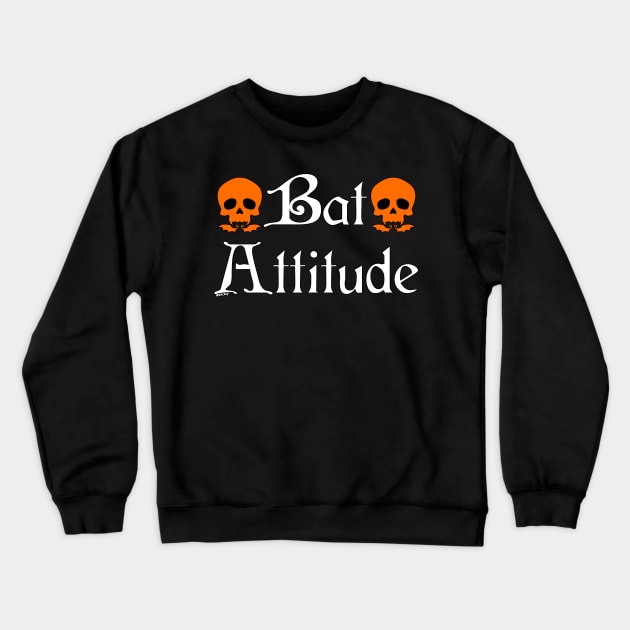 Bat Attitude (Orange Version) Crewneck Sweatshirt by Jan Grackle